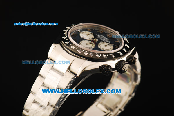 Rolex Daytona Chronograph Swiss Valjoux 7750 Automatic Movement Steel Case with Roman Numerals and Black Bezel - Click Image to Close